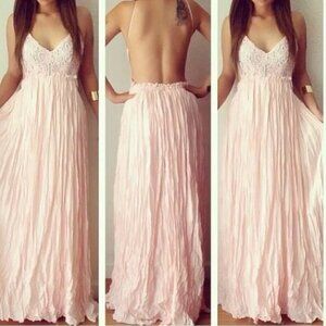 Chic Blush Maxi Dress Open Back